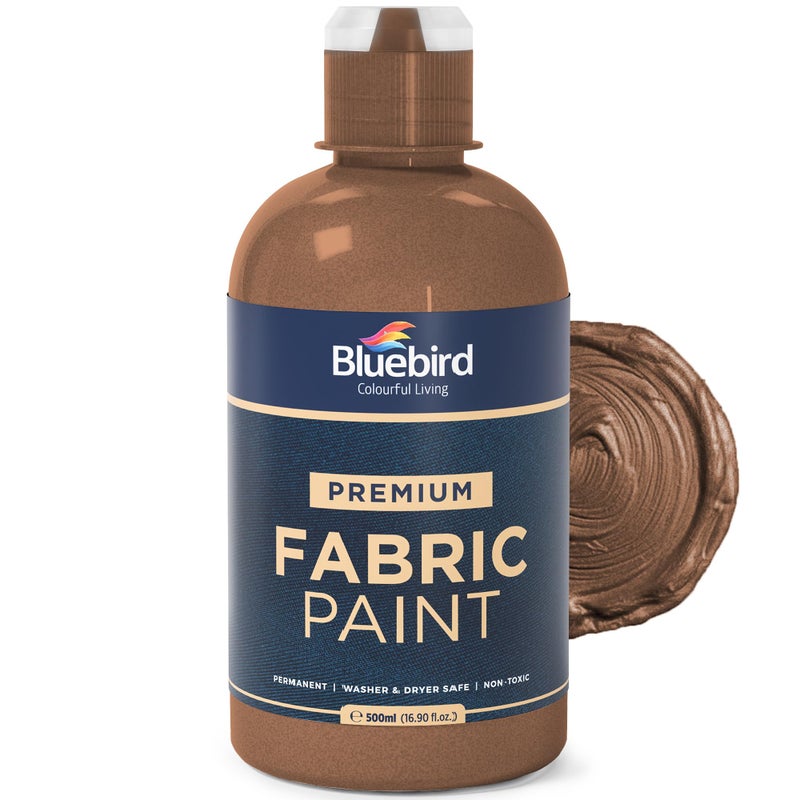 BLUEBIRD Fabric Paint, Coffee Brown, 16.9 Fl Oz, Permanent Fabric Paints for Clothes, Furniture Upholstery - Image 1